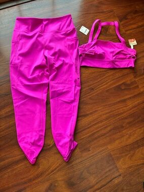 Free People Movement Magenta Wave Rider Leggings & Sports Bra Set NWT